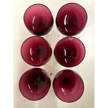 SET 6 BICCHIERI CALICI VINO CRISTALLO Val Saint Lambert ROSSO BORGOGNA 18 cm/h