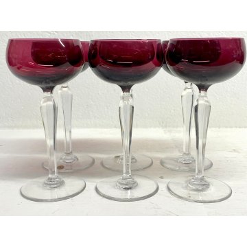 SET 6 BICCHIERI CALICI VINO CRISTALLO Val Saint Lambert ROSSO BORGOGNA 18 cm/h