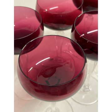 SET 6 BICCHIERI CALICI VINO CRISTALLO Val Saint Lambert ROSSO BORGOGNA 18 cm/h