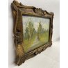 ANTICO PICCOLO DIPINTO OLIO N. Laurenti PAESAGGIO PIANURA SENTIERO SELVA 1931