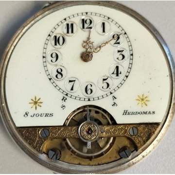 Hebdomas 8 days ANTICO OROLOGIO TASCA epoca 900 OLD SILVER POCKET WATCH taschino