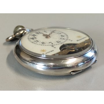 Hebdomas 8 days ANTICO OROLOGIO TASCA epoca 900 OLD SILVER POCKET WATCH taschino