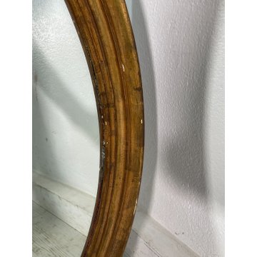 ANTICA SPECCHIERA OVALE LIBERTY DORATA LEGNO CORNICE epoca 1800 SPECCHIO DA MURO