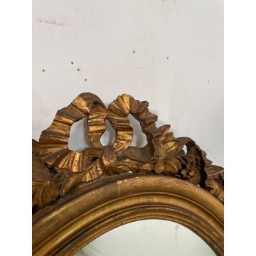 ANTICA SPECCHIERA OVALE LIBERTY DORATA CORNICE legno epoca 1800 SPECCHIO DA MURO