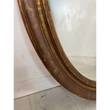 ANTICA SPECCHIERA OVALE LIBERTY DORATA CORNICE legno epoca 1800 SPECCHIO DA MURO