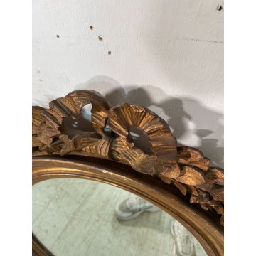 ANTICA SPECCHIERA OVALE LIBERTY DORATA CORNICE legno epoca 1800 SPECCHIO DA MURO