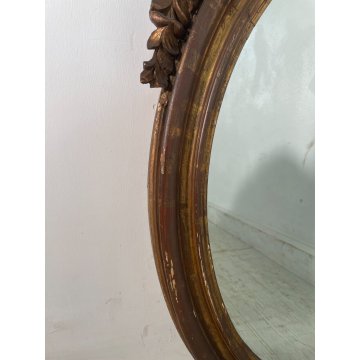 ANTICA SPECCHIERA LIBERTY DORATA OV LEGNO CORNICE epoca 1800 SPECCHIO DA MURO