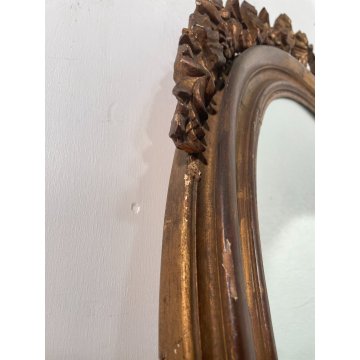 ANTICA SPECCHIERA LIBERTY DORATA OV LEGNO CORNICE epoca 1800 SPECCHIO DA MURO