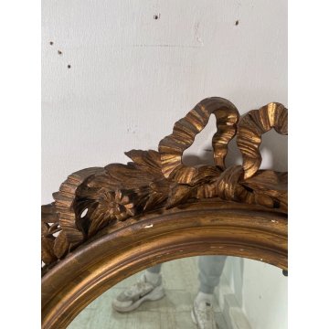 ANTICA SPECCHIERA LIBERTY DORATA OV LEGNO CORNICE epoca 1800 SPECCHIO DA MURO