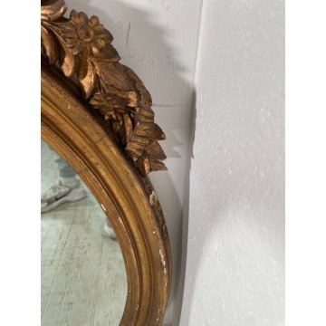 ANTICA SPECCHIERA LIBERTY DORATA OV LEGNO CORNICE epoca 1800 SPECCHIO DA MURO