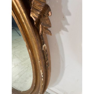 ANTICA SPECCHIERA LIBERTY DORATA OV LEGNO CORNICE epoca 1800 SPECCHIO DA MURO