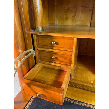 ANTICO SECRETAIRE IMPERO LEGNO NOCE epoca 900 CASSETTIERA RIBALTA segreto ottone