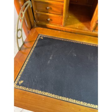 ANTICO SECRETAIRE IMPERO LEGNO NOCE epoca 900 CASSETTIERA RIBALTA segreto ottone