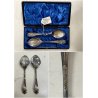COPPIA CUCCHIAINO VITTORIANO Sheffield SILVER PLATED ASTUCCIO ORIGINALE '800