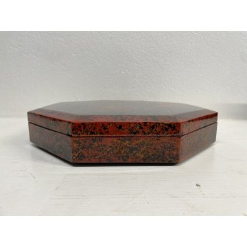 SCATOLA PORTAGIOIE OTTAGONALE LEGNO LACCATO Jewlry WOODEN BOX whit LID CHINA 900