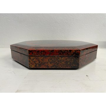 SCATOLA PORTAGIOIE OTTAGONALE LEGNO LACCATO Jewlry WOODEN BOX whit LID CHINA 900