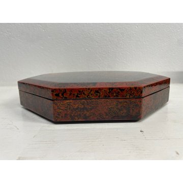 SCATOLA PORTAGIOIE OTTAGONALE LEGNO LACCATO Jewlry WOODEN BOX whit LID CHINA 900