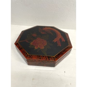 SCATOLA PORTAGIOIE OTTAGONALE LEGNO LACCATO Jewlry WOODEN BOX whit LID CHINA 900