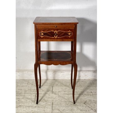 ANTICO COMODINO INGLESE LEGNO 1900 INTARSIATO CAMERA SALOTTO ARMADIO ETAGERE OLD