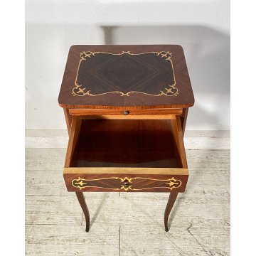 ANTICO COMODINO INGLESE LEGNO 1900 INTARSIATO CAMERA SALOTTO ARMADIO ETAGERE OLD