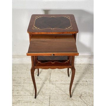 ANTICO COMODINO INGLESE LEGNO 1900 INTARSIATO CAMERA SALOTTO ARMADIO ETAGERE OLD