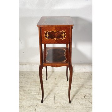 ANTICO COMODINO INGLESE LEGNO 1900 INTARSIATO CAMERA SALOTTO ARMADIO ETAGERE OLD