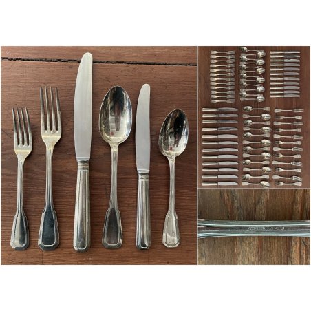 RARO SERVIZIO POSATE TAVOLA 71 pz  GSG Sambonet ALPACCA ARGENTATA ART DECO' '30