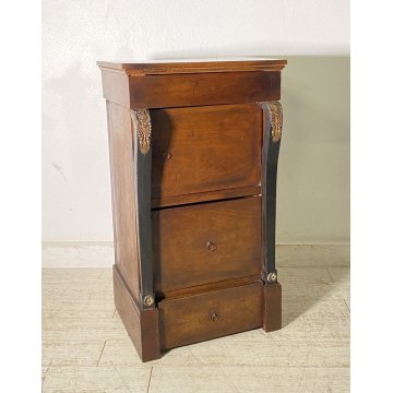 ANTICO COMODINO IMPERO 1800 LEGNO NOCE MASSELLO CAMERA LETTO SALOTTO CREDENZA