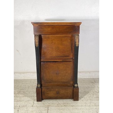 ANTICO COMODINO IMPERO 1800 LEGNO NOCE MASSELLO CAMERA LETTO SALOTTO CREDENZA