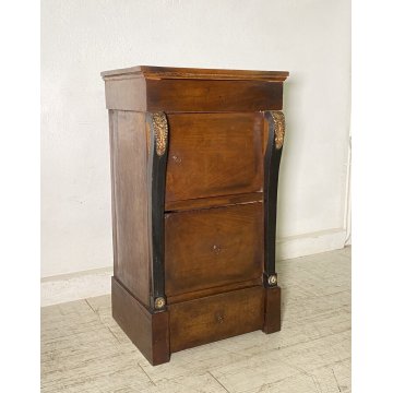 ANTICO COMODINO IMPERO 1800 LEGNO NOCE MASSELLO CAMERA LETTO SALOTTO CREDENZA