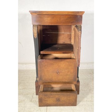 ANTICO COMODINO IMPERO 1800 LEGNO NOCE MASSELLO CAMERA LETTO SALOTTO CREDENZA