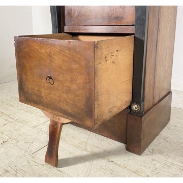 ANTICO COMODINO IMPERO 1800 LEGNO NOCE MASSELLO CAMERA LETTO SALOTTO CREDENZA