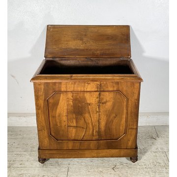 ANTICA LEGNAIA PICCOLA CASSAPANCA PORTA LEGNA PANCA BAULE EPOCA 1800 RUSTICA OLD