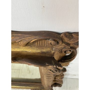 ANTICA SPECCHIERA LIBERTY DORATA CORNICE epoca 900 LEGNO SPECCHIO MURO OLD