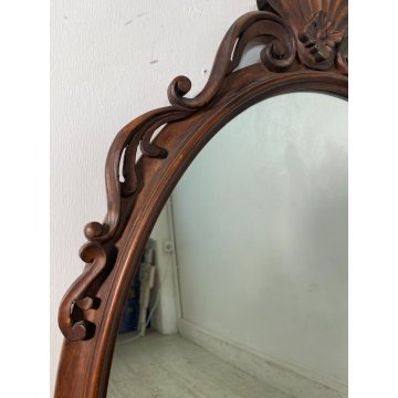 ANTICA SPECCHIERA OVALE LIBERTY CORNICE LEGNO FAGGIO epoca 900 SPECCHIO MURO OLD