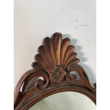 ANTICA SPECCHIERA OVALE LIBERTY CORNICE LEGNO FAGGIO epoca 900 SPECCHIO MURO OLD