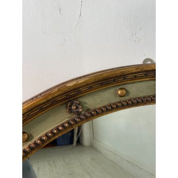 ANTICA SPECCHIERA OVALE CLASSICA CORNICE DORATA epoca 900 LEGNO SPECCHIO PARETE