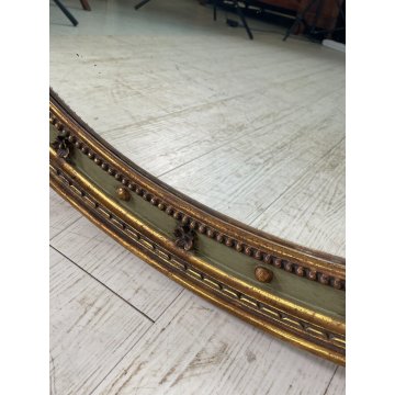 ANTICA SPECCHIERA OVALE CLASSICA CORNICE DORATA epoca 900 LEGNO SPECCHIO PARETE