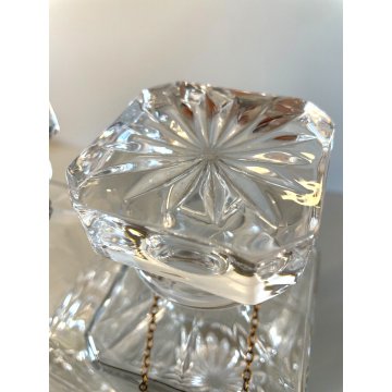 COPPIA BOTTIGLIE CRISTALLO Cognac Whisky VINTAGE CRYSTAL DECANTER Barware '60