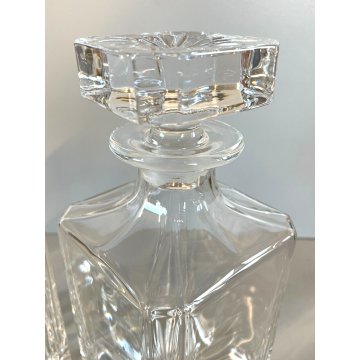 COPPIA BOTTIGLIE CRISTALLO Cognac Whisky VINTAGE CRYSTAL DECANTER Barware '60