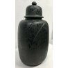 GRANDE VASO CERAMICA NERO OPACO COPERCHIO BLACK JAR HAND MADE ANNI 80 URN