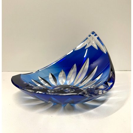 SVUOTATASCHE POSACENERE CRISTALLO Val Saint Lambert MOLATO BLU CUT TO CLEAR '60