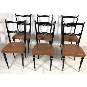 SET 6 SEDIE VINTAGE LACCATE LEGNO CHAIR ANNI 60 MADE IN ITALY DESIGN MID CENTURY