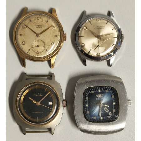 Lotto 4pz OROLOGIO POLSO ANNI 60 Vintage Wrist Watch MONTRE Ricoh Unitas Extra