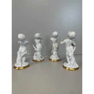 PORCELLANA Capodimonte 4 FIGURE 15 cm/h PUTTI musicanti CHERUBINI AMORINI '900