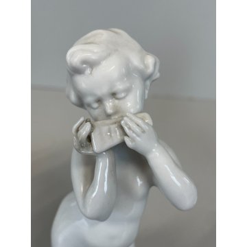 PORCELLANA Capodimonte 4 FIGURE 15 cm/h PUTTI musicanti CHERUBINI AMORINI '900