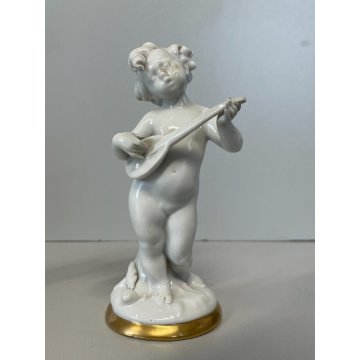 PORCELLANA Capodimonte 4 FIGURE 15 cm/h PUTTI musicanti CHERUBINI AMORINI '900