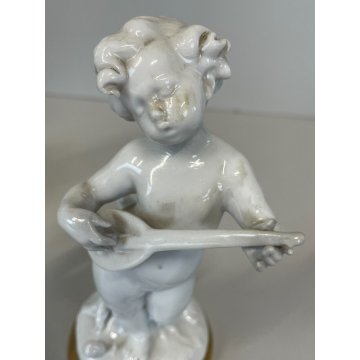 PORCELLANA Capodimonte 4 FIGURE 15 cm/h PUTTI musicanti CHERUBINI AMORINI '900