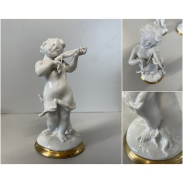 PORCELLANA Capodimonte 4 FIGURE 15 cm/h PUTTI musicanti CHERUBINI AMORINI '900