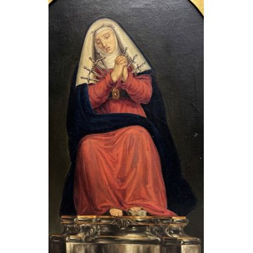 ANTICO DIPINTO OLIO Maria DEI 7 DOLORI Madonna DELLE 7 SPADE RELIGIOSO '800